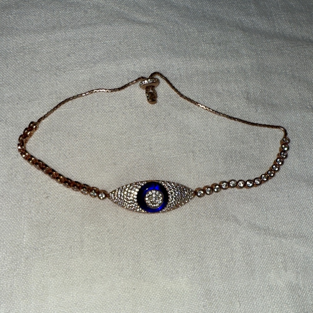 Elegant Evil Eye Necklace with Gold and Blue Accents